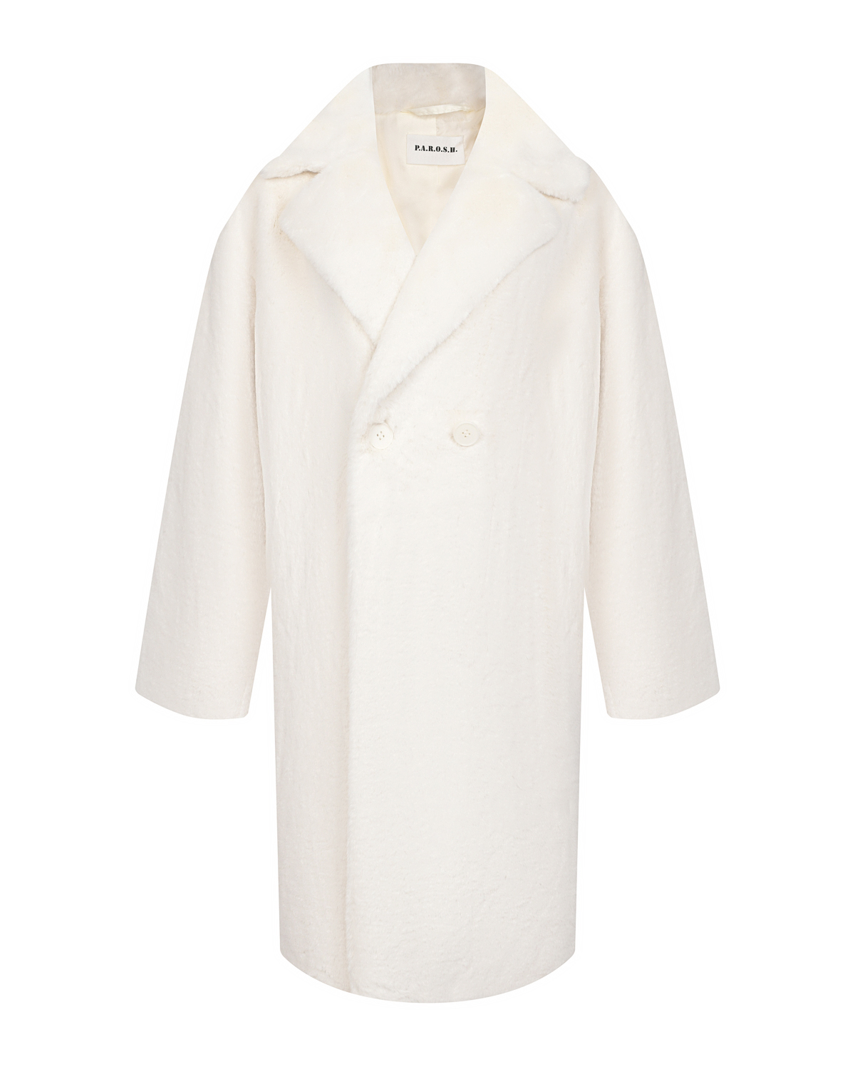 Белое пальто из эко-меха Parosh, размер 40, цвет нет цвета - фото 1