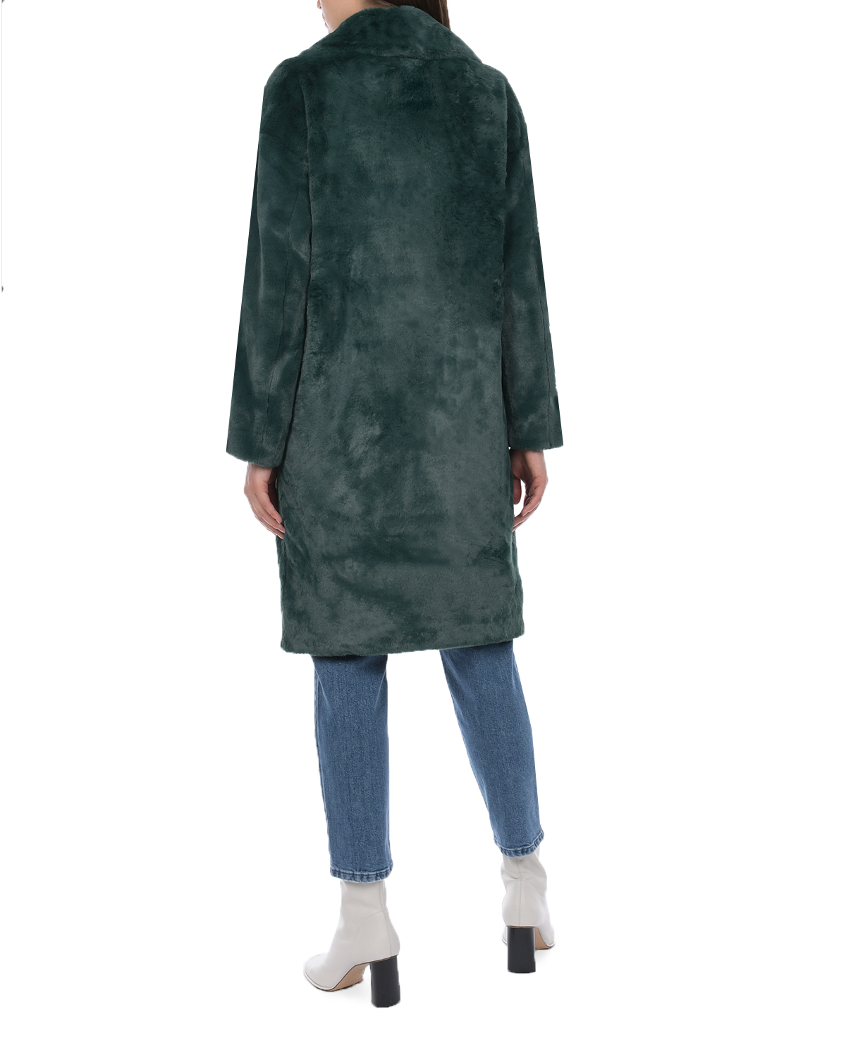 Темно-зеленое пальто из эко-меха Parosh, размер 40, цвет зеленый - фото 4