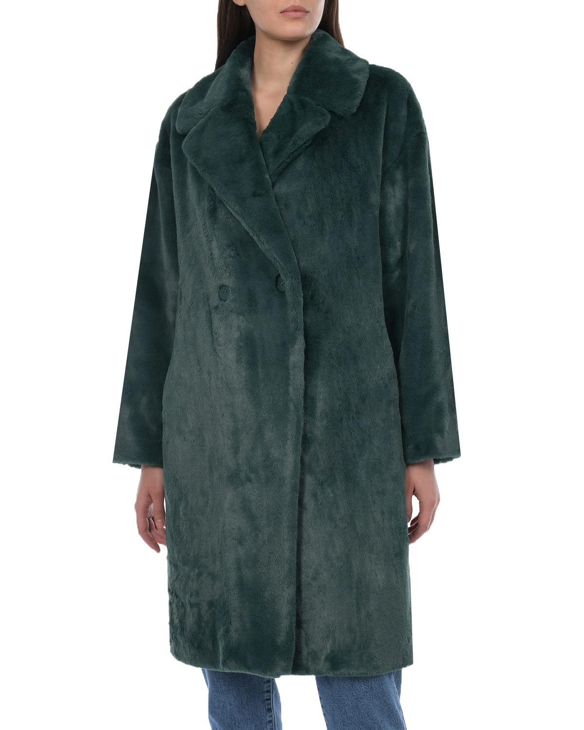 Темно-зеленое пальто из эко-меха Parosh, размер 40, цвет зеленый - фото 6