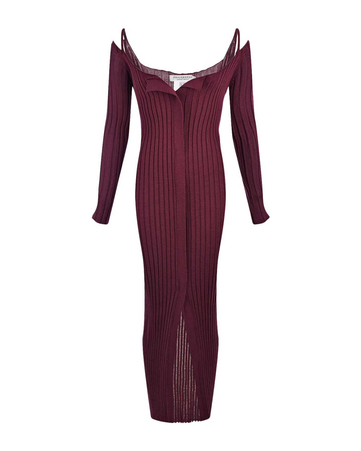 Бордовое платье с открытыми плечами Philosophy Di Lorenzo Serafini, размер 44, цвет бордовый - фото 1