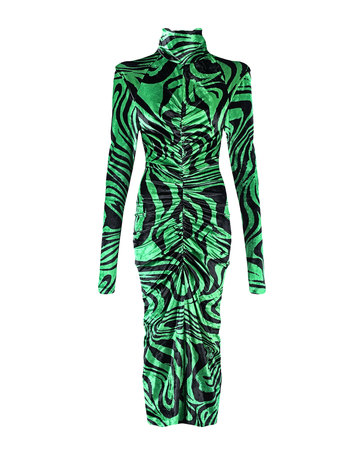 Бархатное платье со сборкой Philosophy Di Lorenzo Serafini, размер 42, цвет зеленый - фото 1