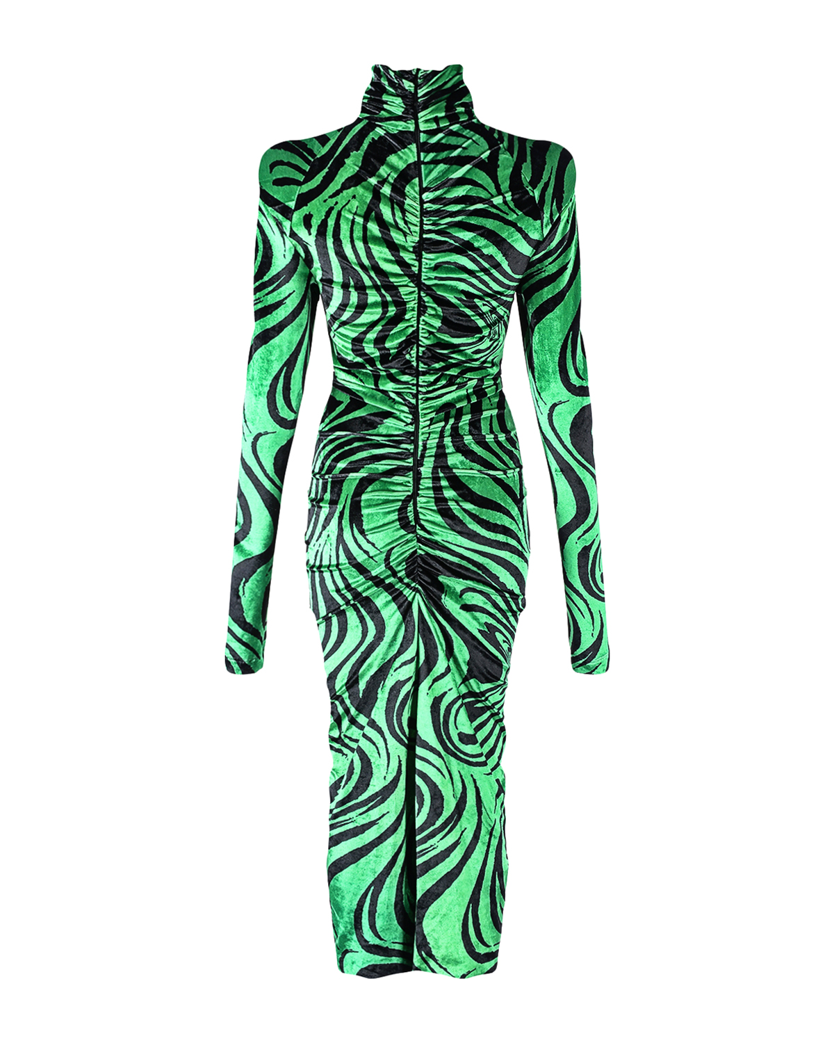 Бархатное платье со сборкой Philosophy Di Lorenzo Serafini, размер 42, цвет зеленый - фото 2
