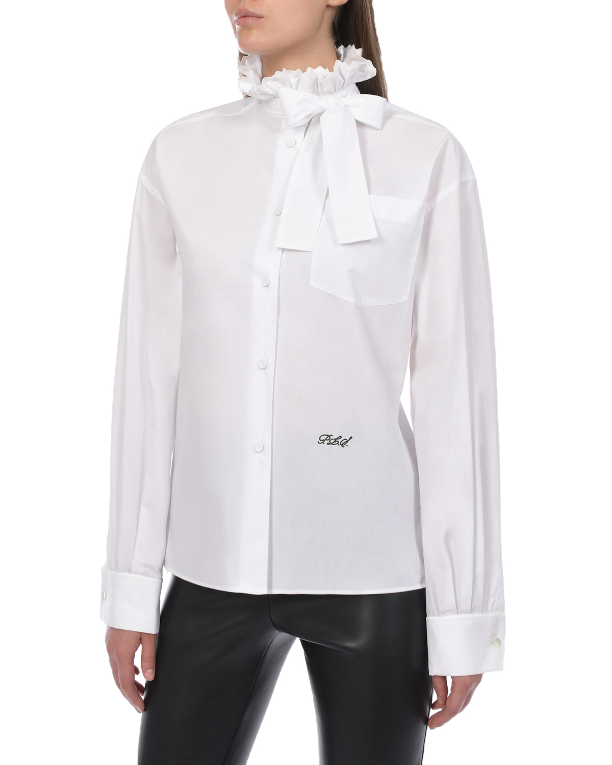 Белая рубашка с рюшей Philosophy Di Lorenzo Serafini, размер 40, цвет белый - фото 5