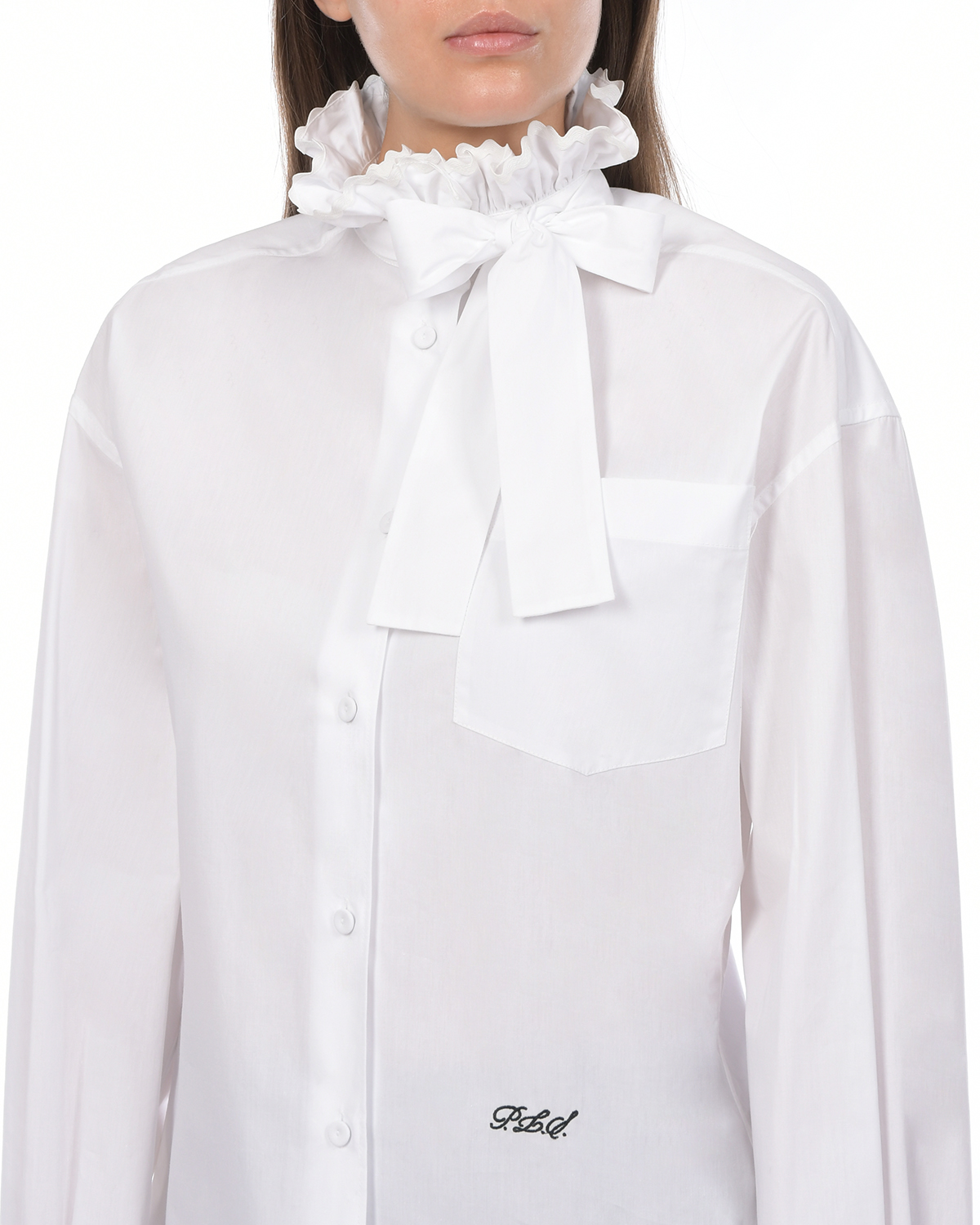 Белая рубашка с рюшей Philosophy Di Lorenzo Serafini, размер 40, цвет белый - фото 6