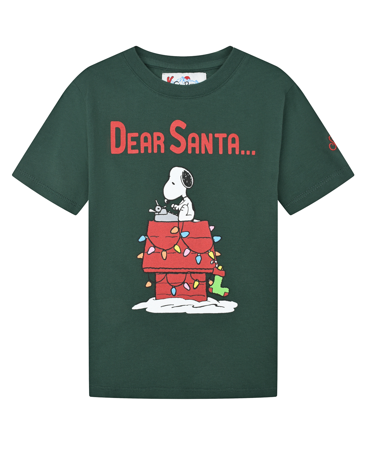 Зеленая футболка с принтом "Dear Santa" Saint Barth, размер 92, цвет зеленый