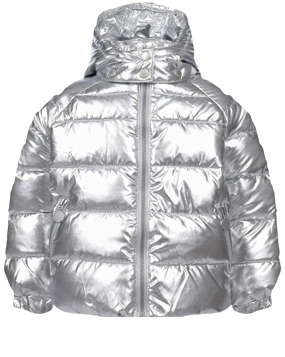 Серебряная стеганая куртка Stella McCartney детская, размер 104, цвет нет цвета - фото 1