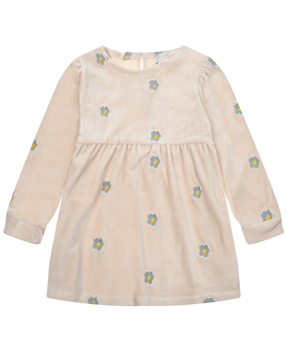 Бежевое велюровое платье с вышивкой "ромашки" Stella McCartney детское, размер 86, цвет бежевый - фото 1