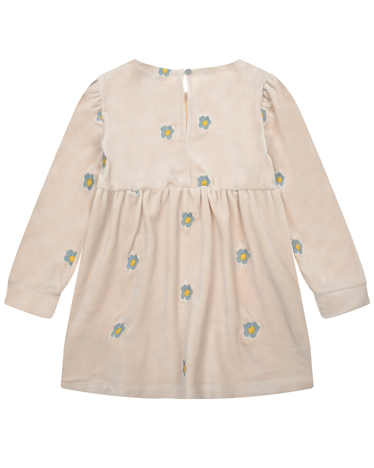 Бежевое велюровое платье с вышивкой "ромашки" Stella McCartney детское, размер 86, цвет бежевый - фото 2