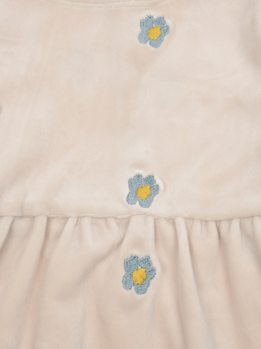 Бежевое велюровое платье с вышивкой "ромашки" Stella McCartney детское, размер 86, цвет бежевый - фото 3