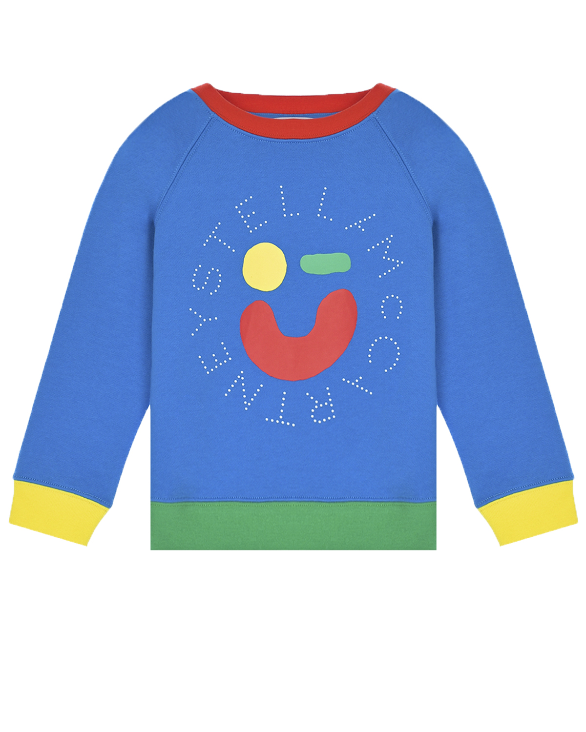 Синий свитшот с разноцветным смайлом Stella McCartney детский, размер 98 - фото 1