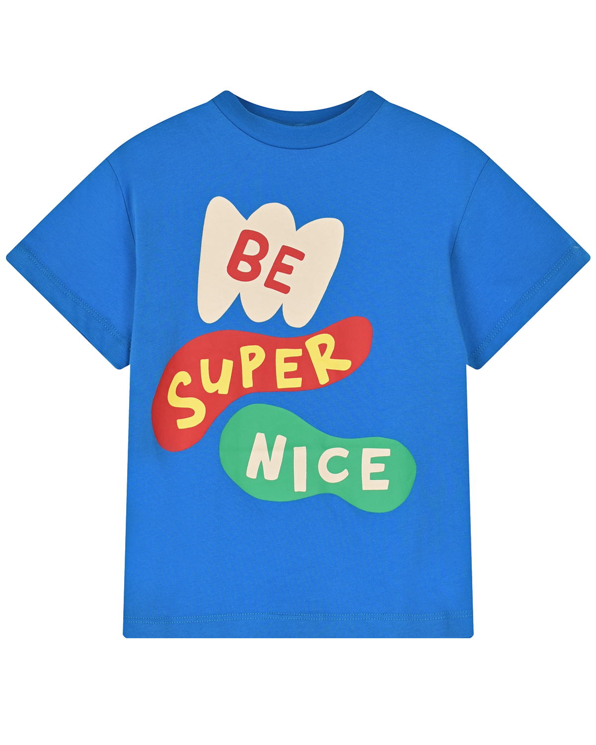 Синяя футболка с принтом "be super nice" Stella McCartney детская, размер 92, цвет синий - фото 1