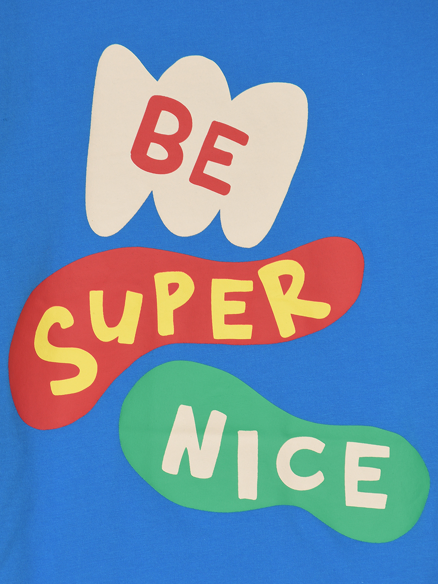 Синяя футболка с принтом "be super nice" Stella McCartney детская, размер 92, цвет синий - фото 3