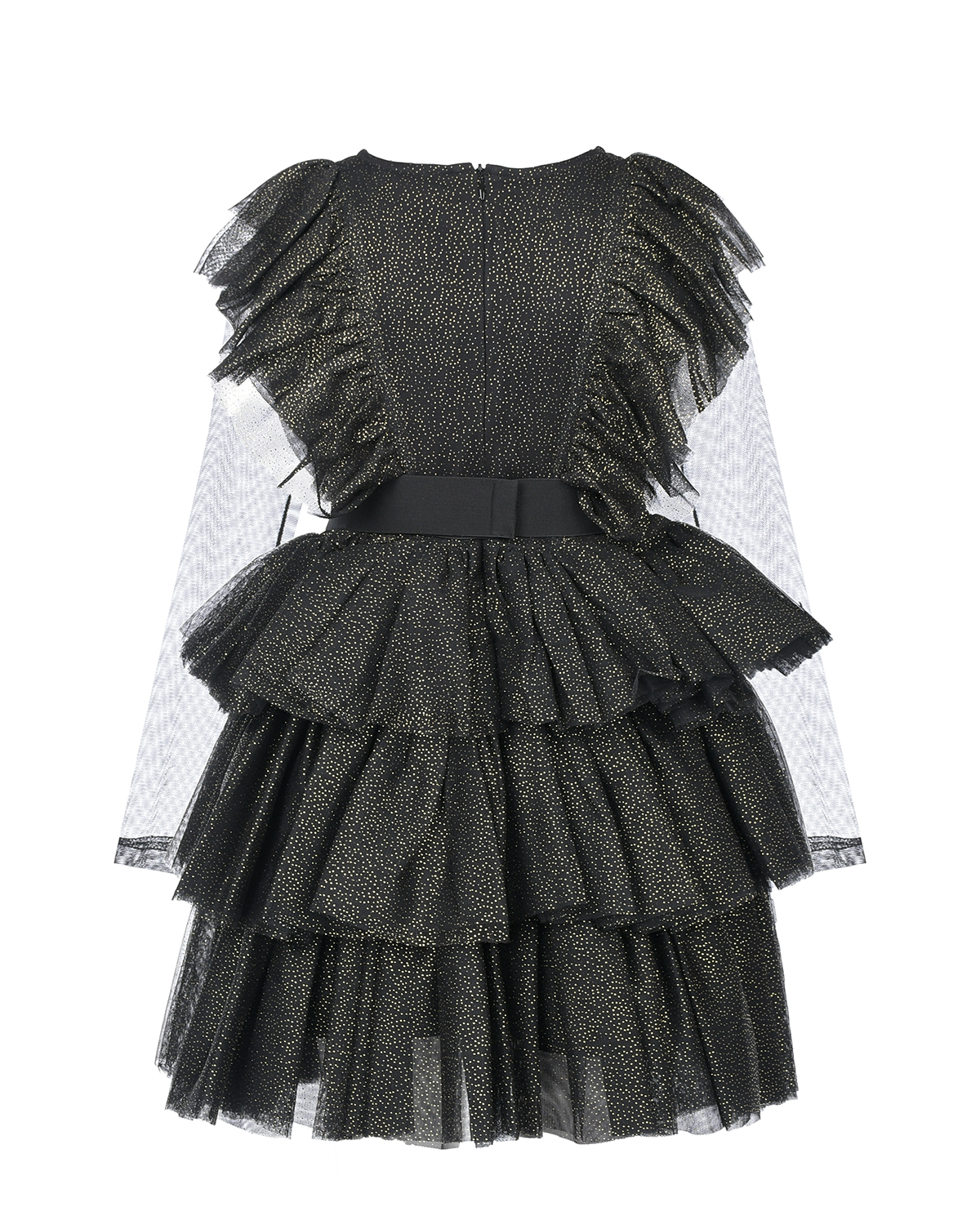 Черное платье с отделкой в горошек TWINSET детское, размер 128, цвет черный - фото 2