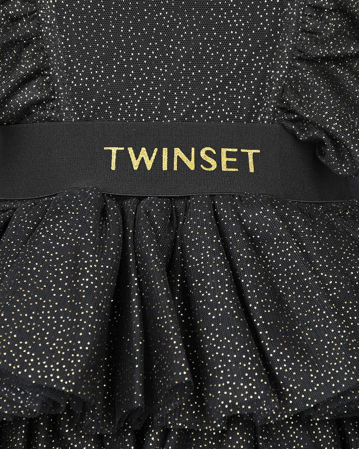Черное платье с отделкой в горошек TWINSET детское, размер 128, цвет черный - фото 3