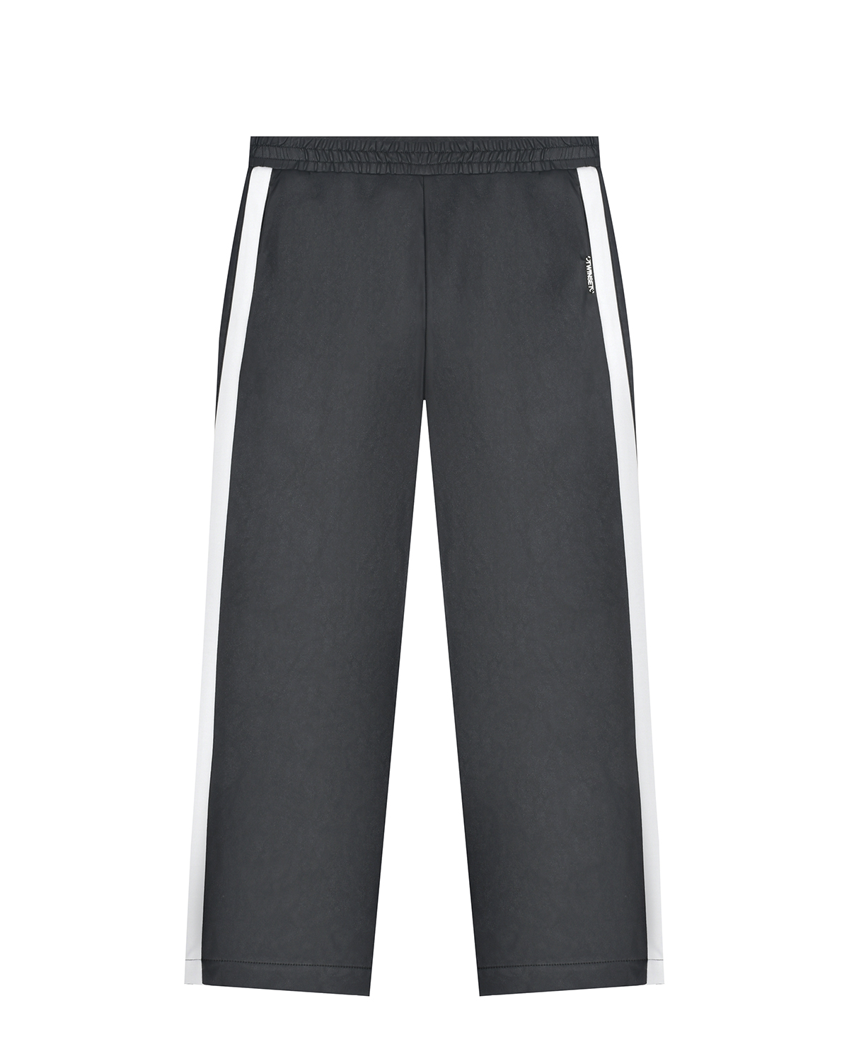 Черные брюки из эко-кожи с лампасами TWINSET детские, размер 176, цвет черный