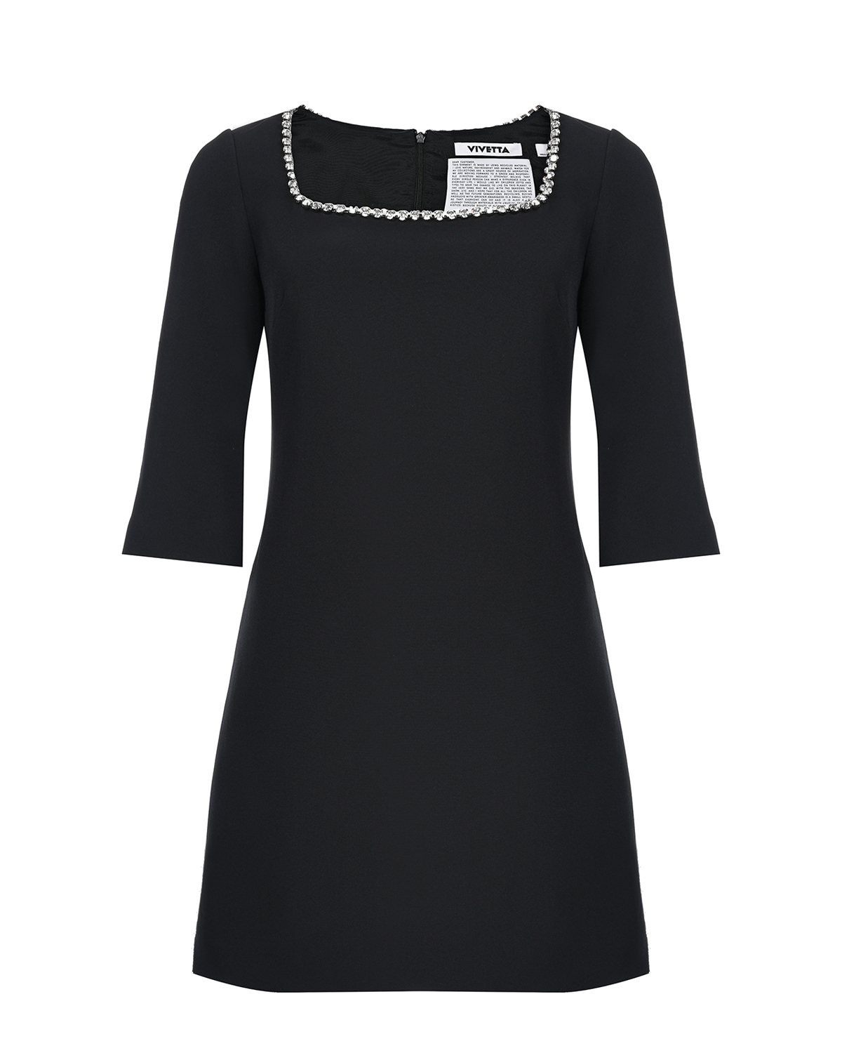 Черное платье с рукавами 3/4 Vivetta, размер 42, цвет черный Черное платье с рукавами 3/4 Vivetta - фото 1