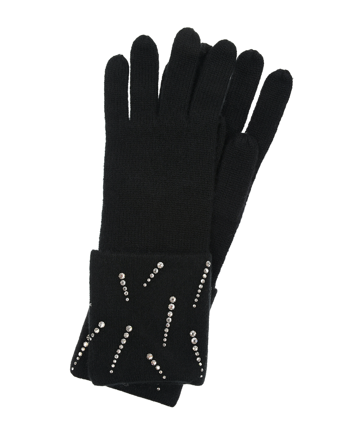 Черные кашемировые перчатки с кристаллами Swarovski William Sharp, размер unica, цвет черный