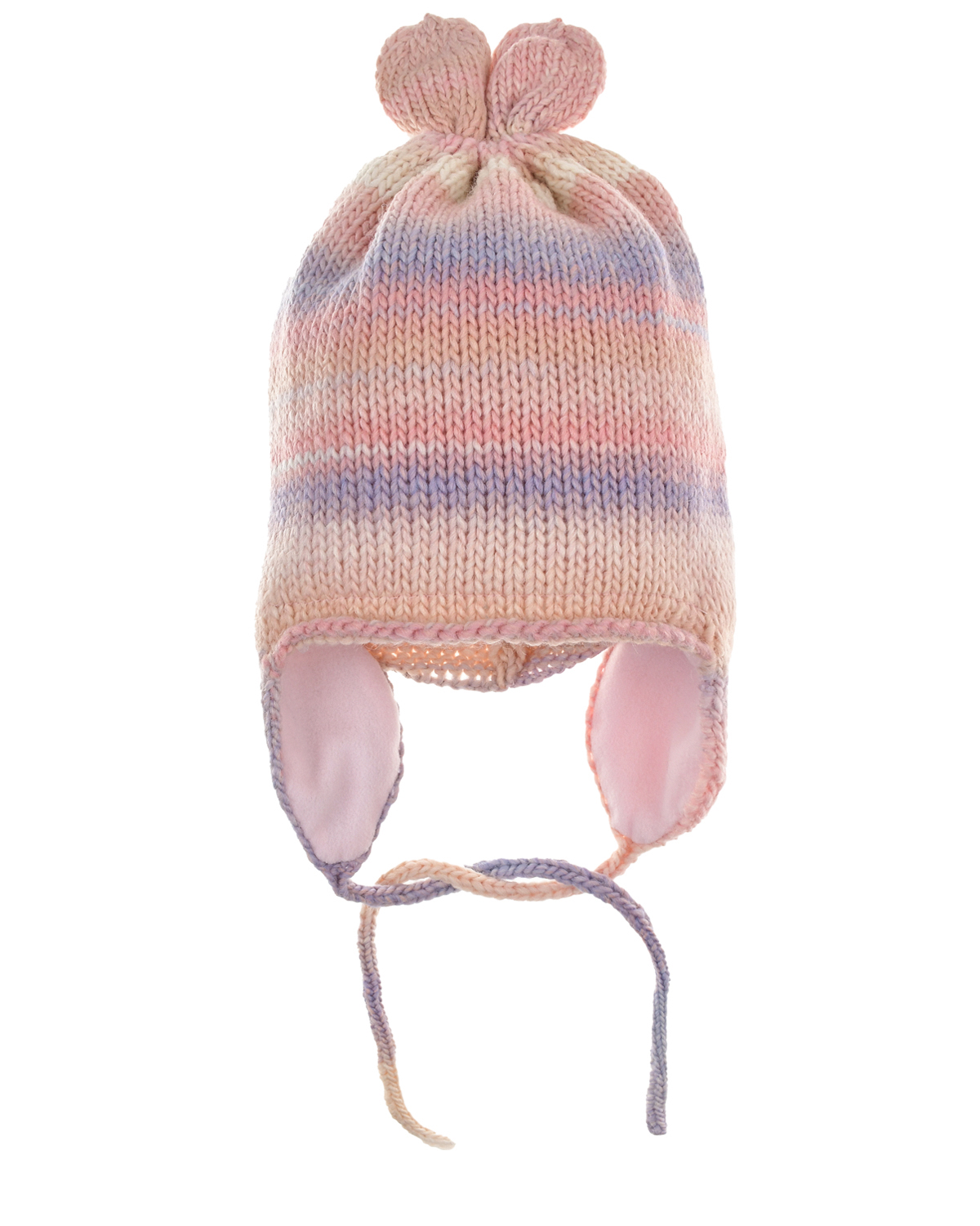 Розовая шапка в разноцветную полоску Catya детская