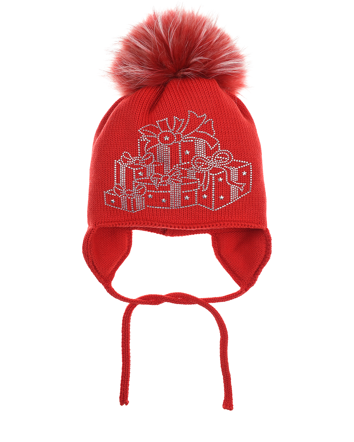 Красная шапка с декором "подарки" Catya детская