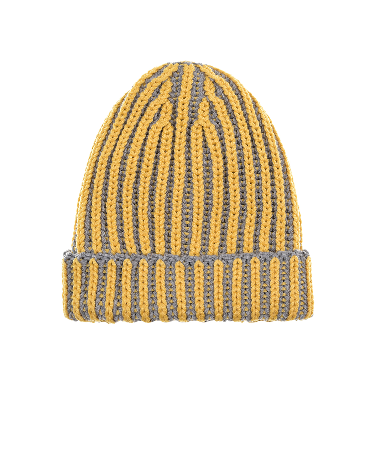 Желто-серая шапка в вертикальную полоску Catya детское, размер 55, цвет нет цвета