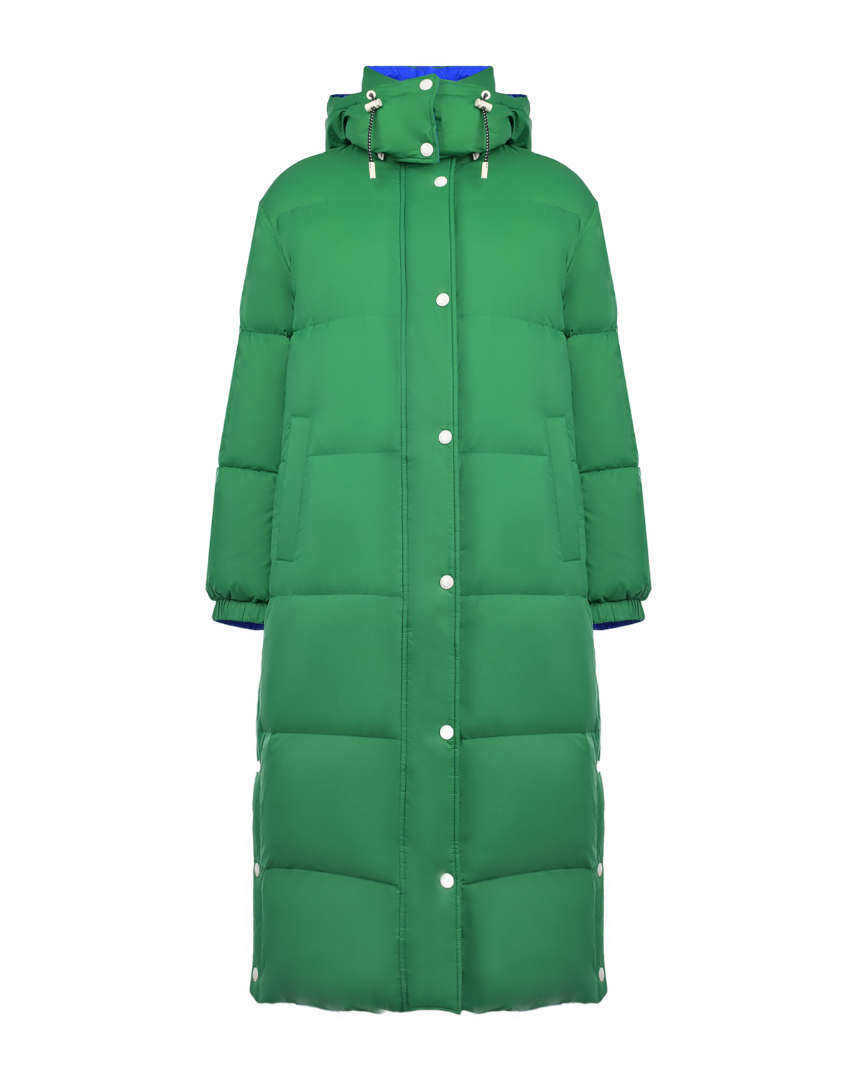 Двухстороннее пальто-пуховик, синий/зеленый Yves Salomon, размер 36, цвет нет цвета