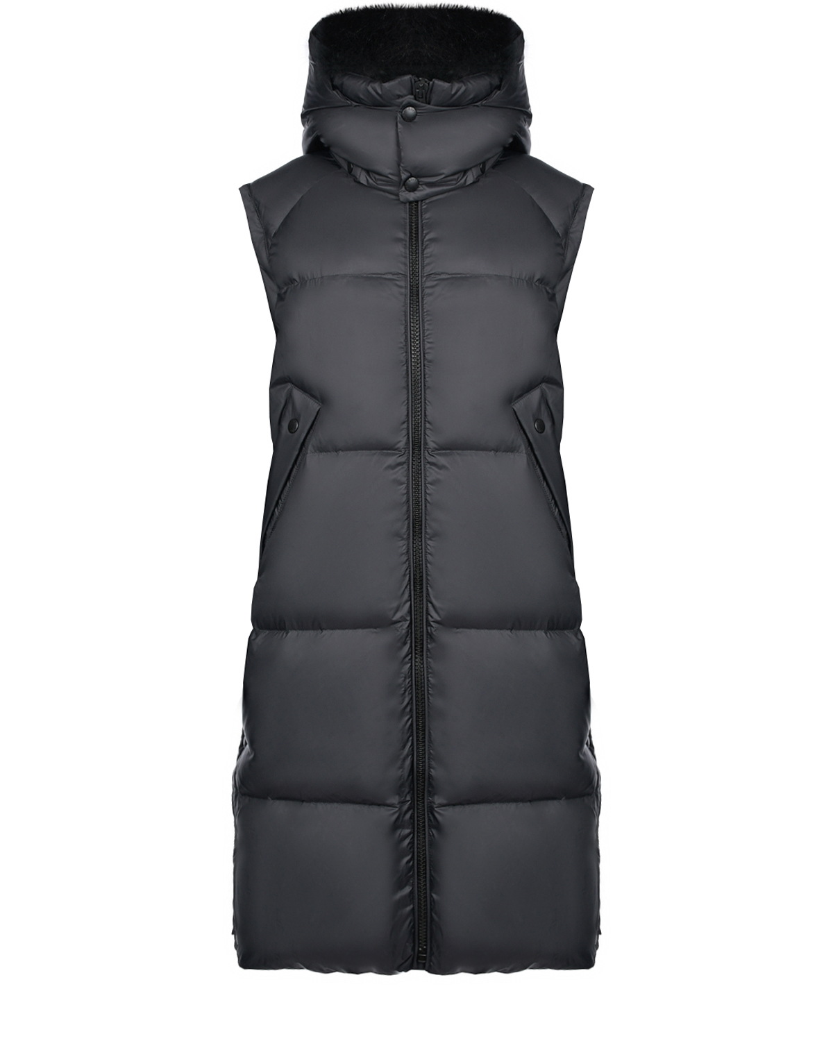 Черное пальто с меховой отделкой Yves Salomon, размер 42, цвет черный - фото 5
