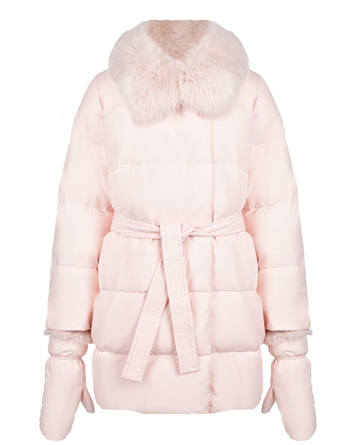 Розовая куртка с варежками Yves Salomon
