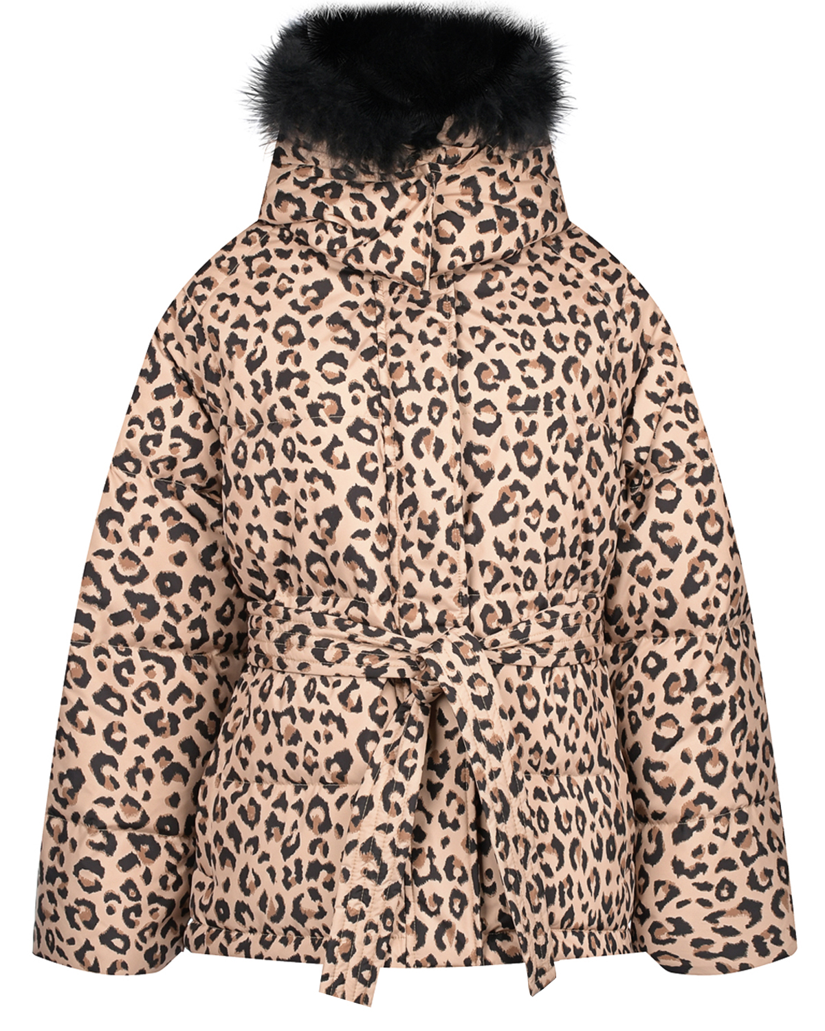 Куртка с леопардовым принтом Yves Salomon, размер 38, цвет бежевый