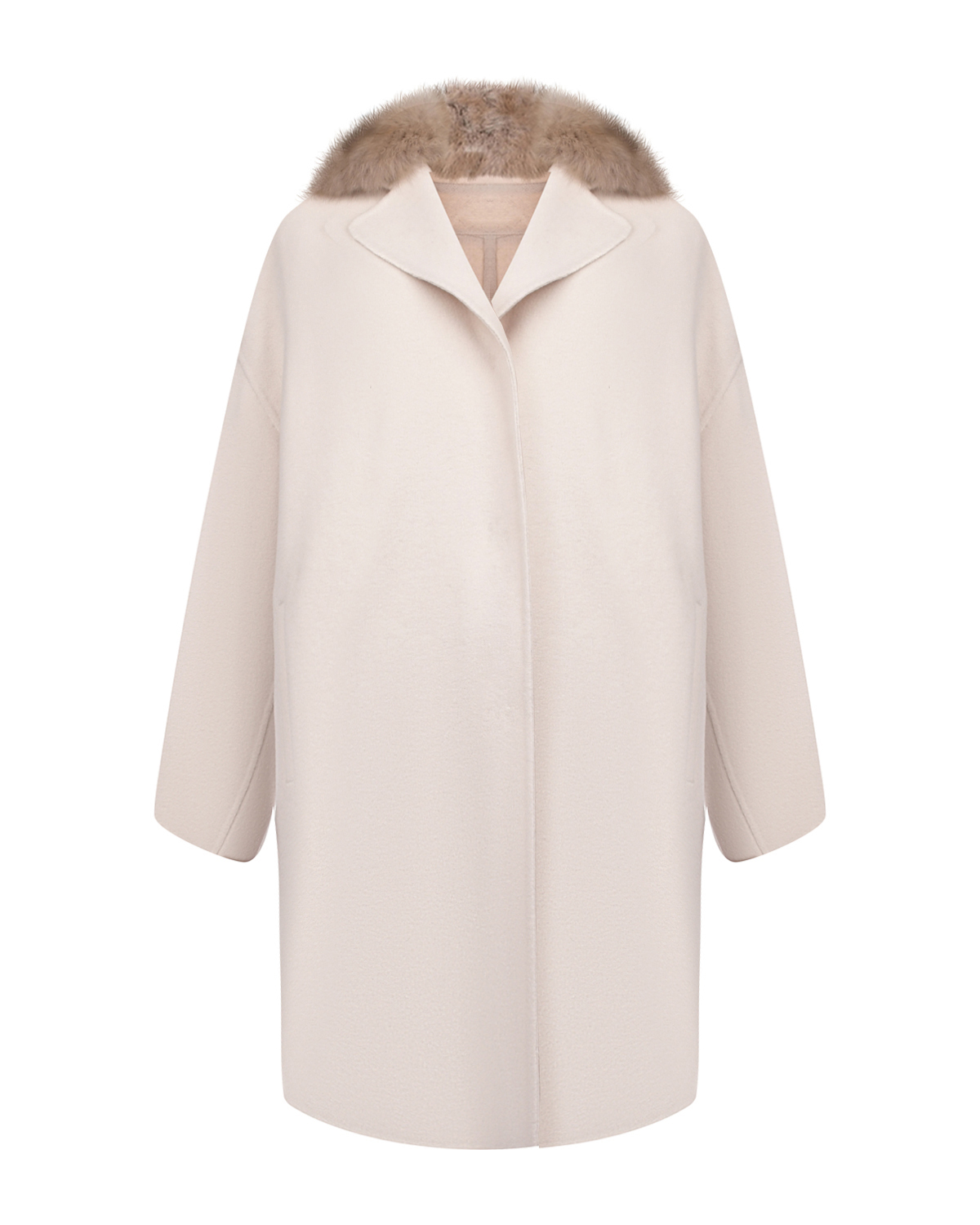 Кашемировое пальто с воротом из меха соболя Yves Salomon, размер 38, цвет нет цвета