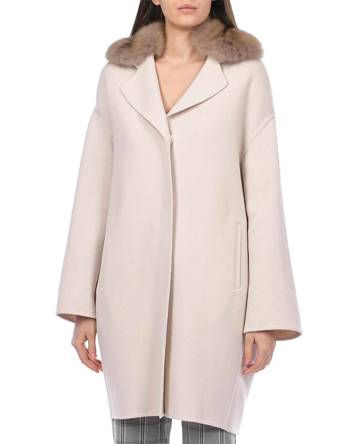 Кашемировое пальто с воротом из меха соболя Yves Salomon, размер 38, цвет нет цвета - фото 7