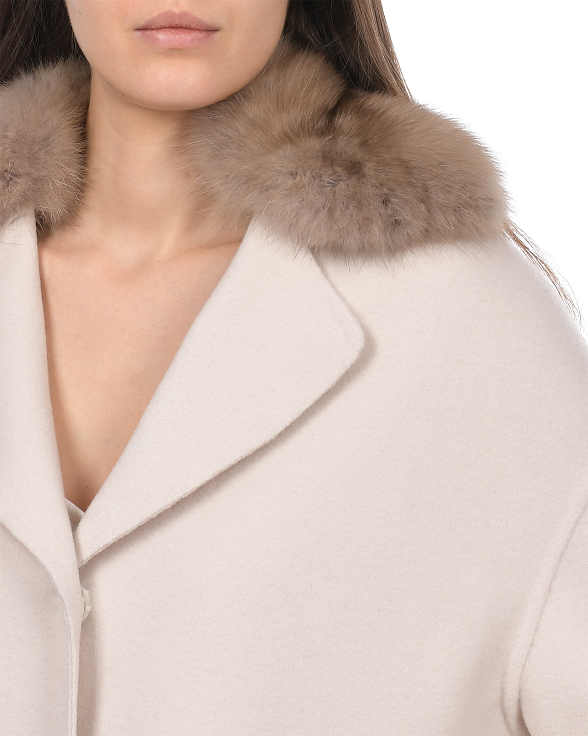 Кашемировое пальто с воротом из меха соболя Yves Salomon, размер 38, цвет нет цвета - фото 8