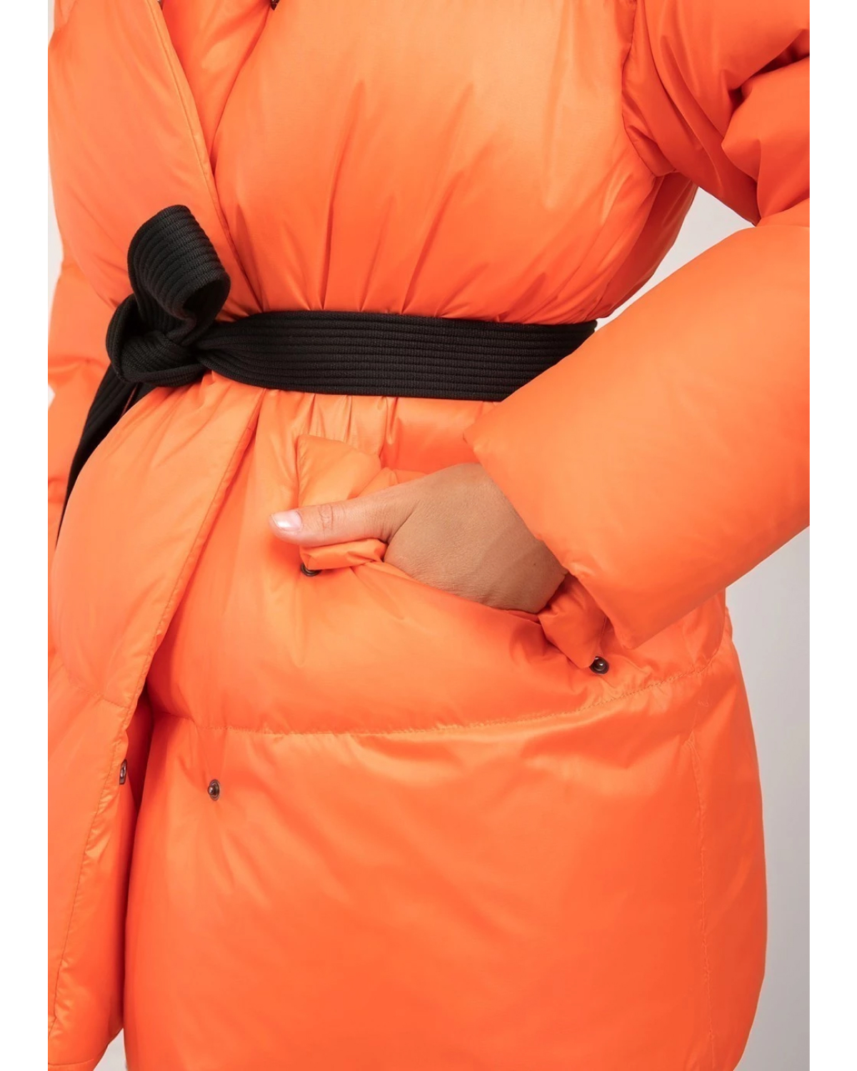 Оранжевая куртка с черным поясом Naumi, размер 36, цвет оранжевый - фото 6