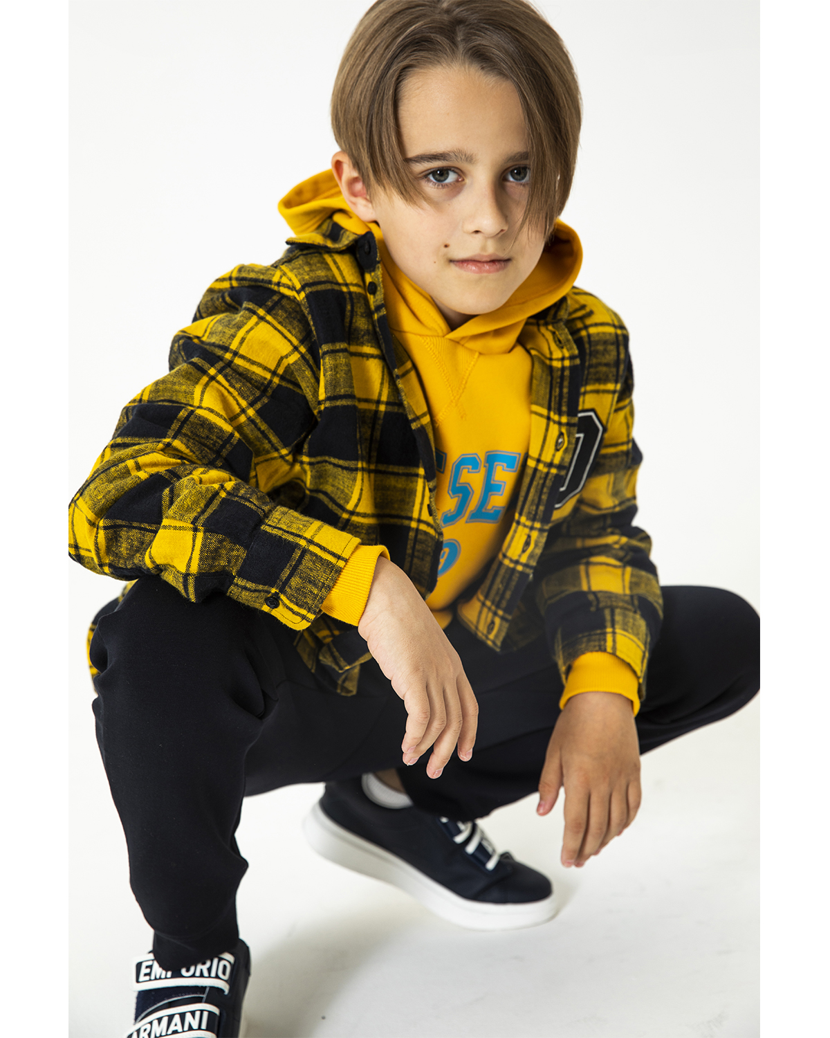 Рубашка в черно-желтую клетку Diesel детская, размер 104, цвет мультиколор - фото 2