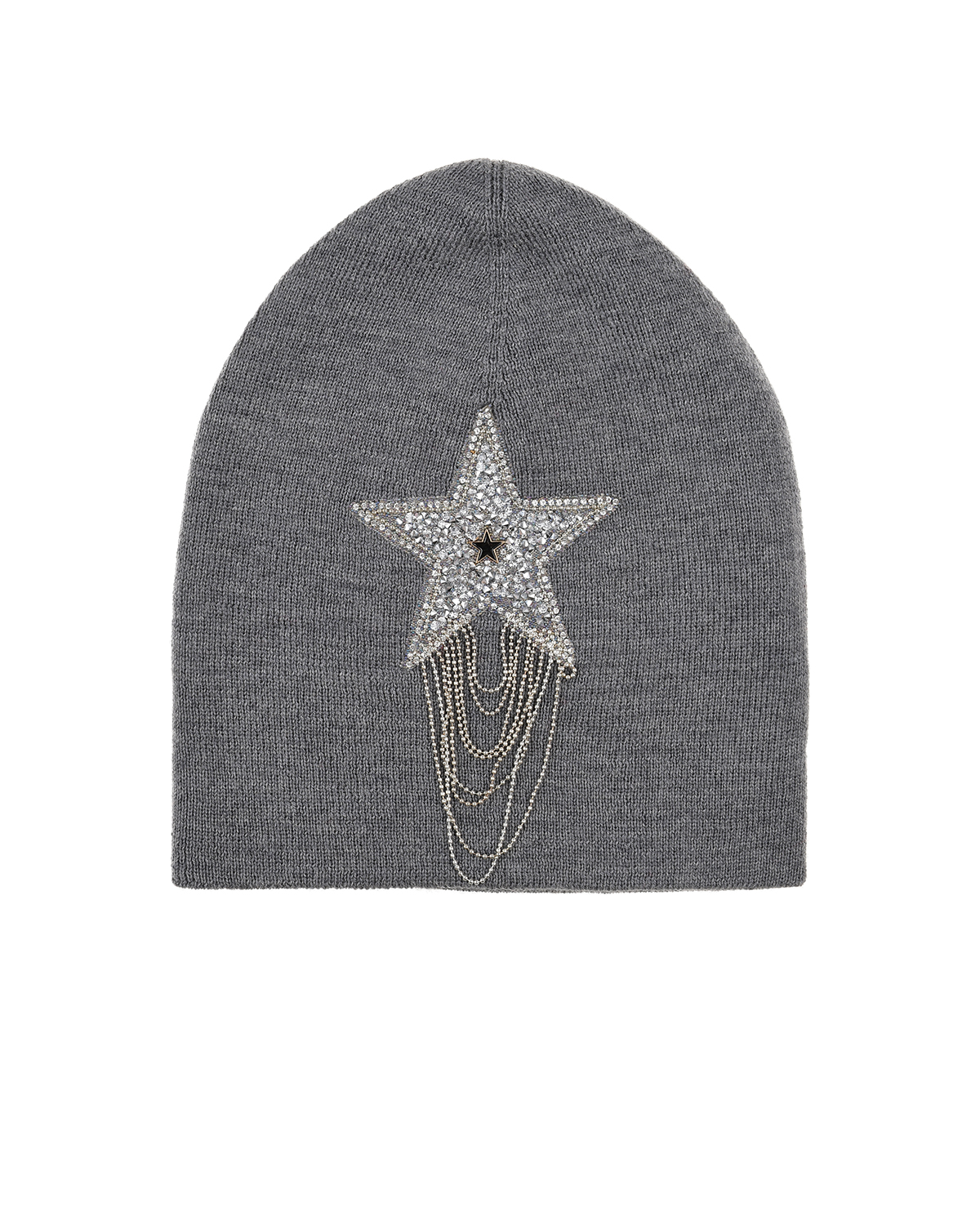 Серая шапка со звездой из стразов Regina детская, размер 55/57, цвет серый