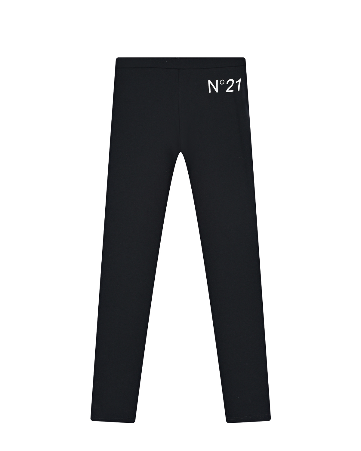 Черные леггинсы с контрастным лого No. 21 детские, размер 104, цвет черный