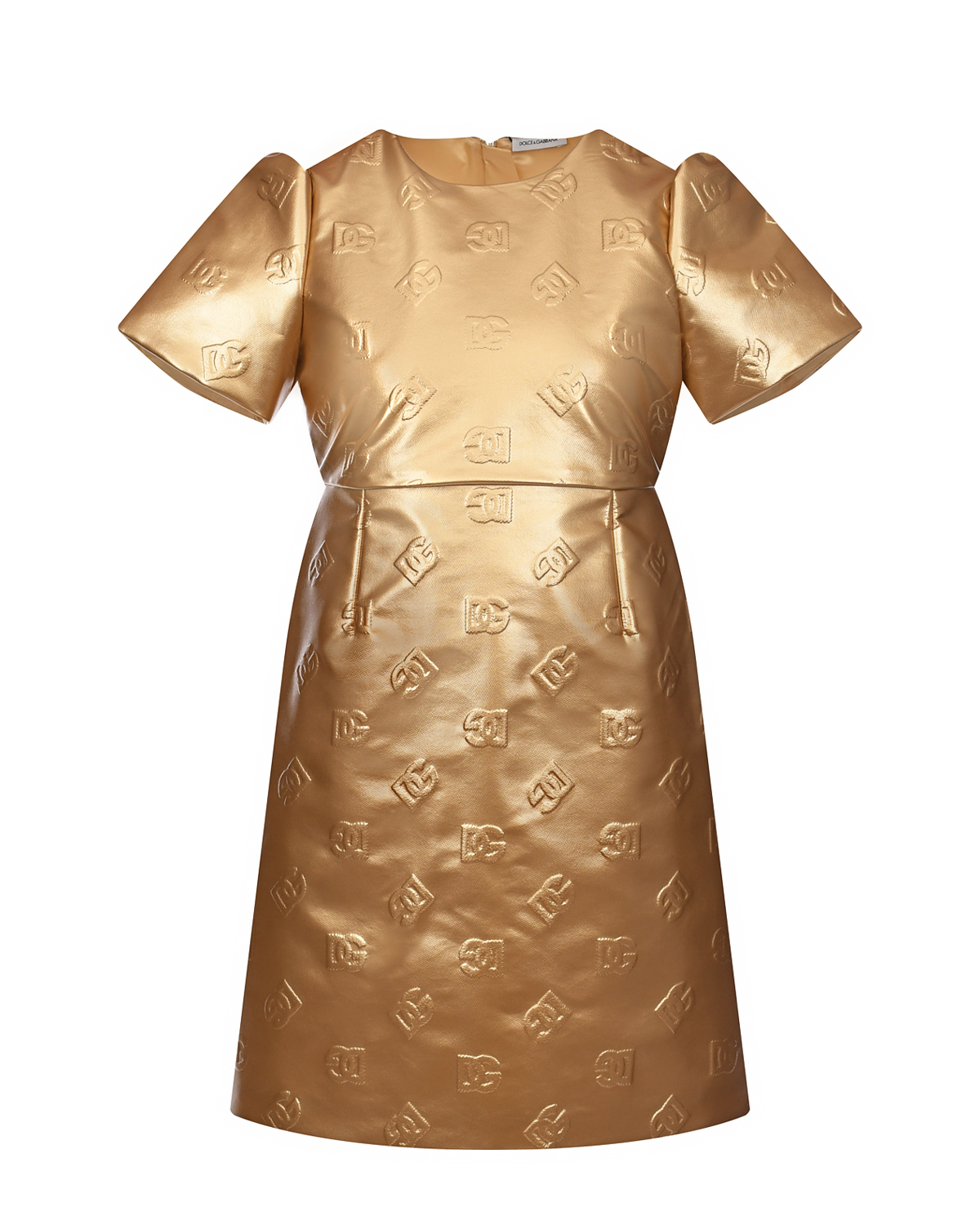 Золотистое платье со сплошным лого Dolce&Gabbana детское