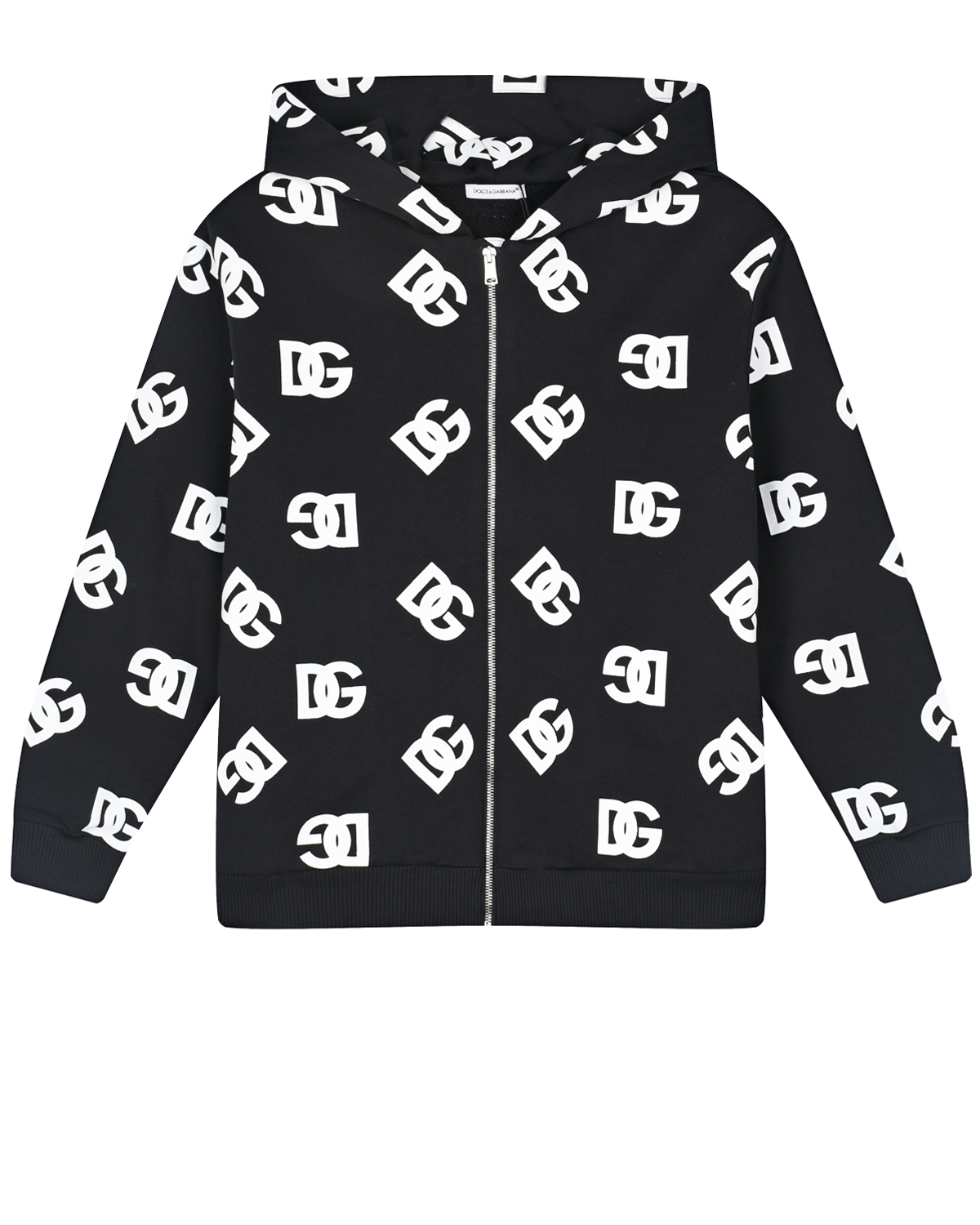 Черная спортивная куртка со сплошным белым лого Dolce&Gabbana детская, размер 116, цвет мультиколор