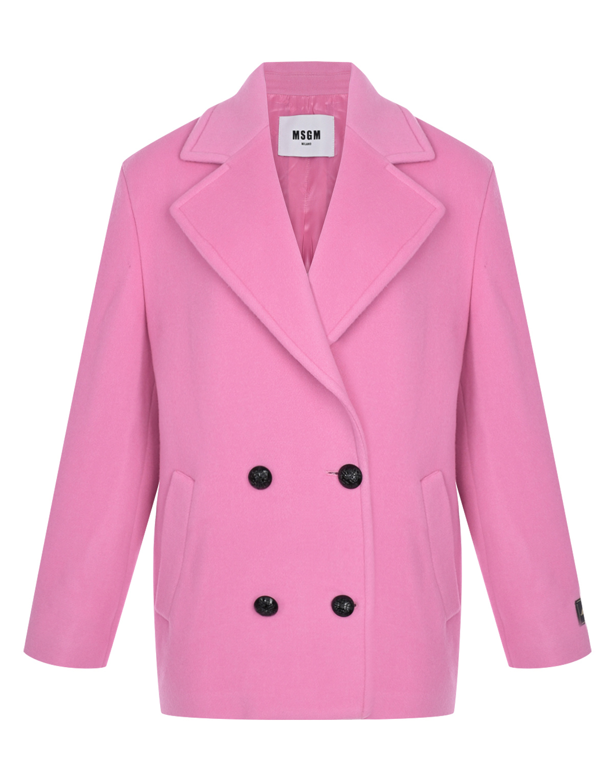 Двубортное пальто, розовое MSGM, размер 40, цвет розовый