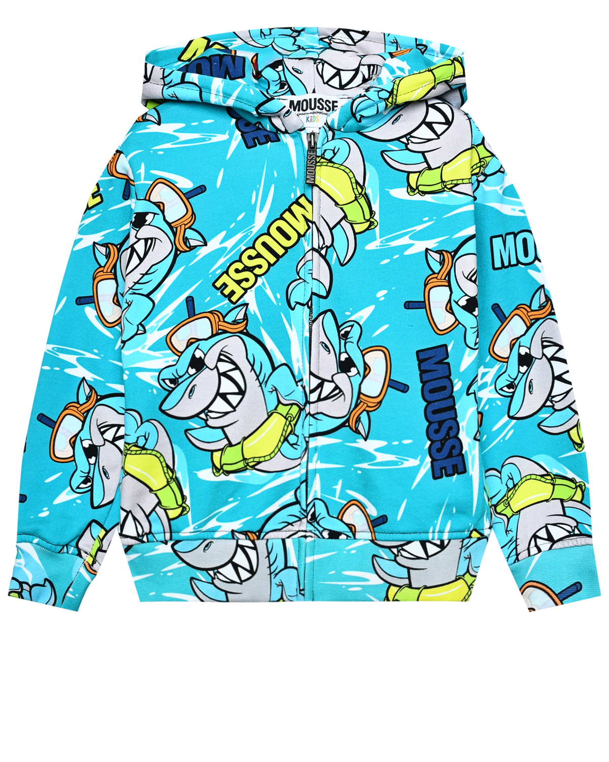 Куртка спортивная, принт сплошные акулы Mousse kids, размер 92, цвет нет цвета