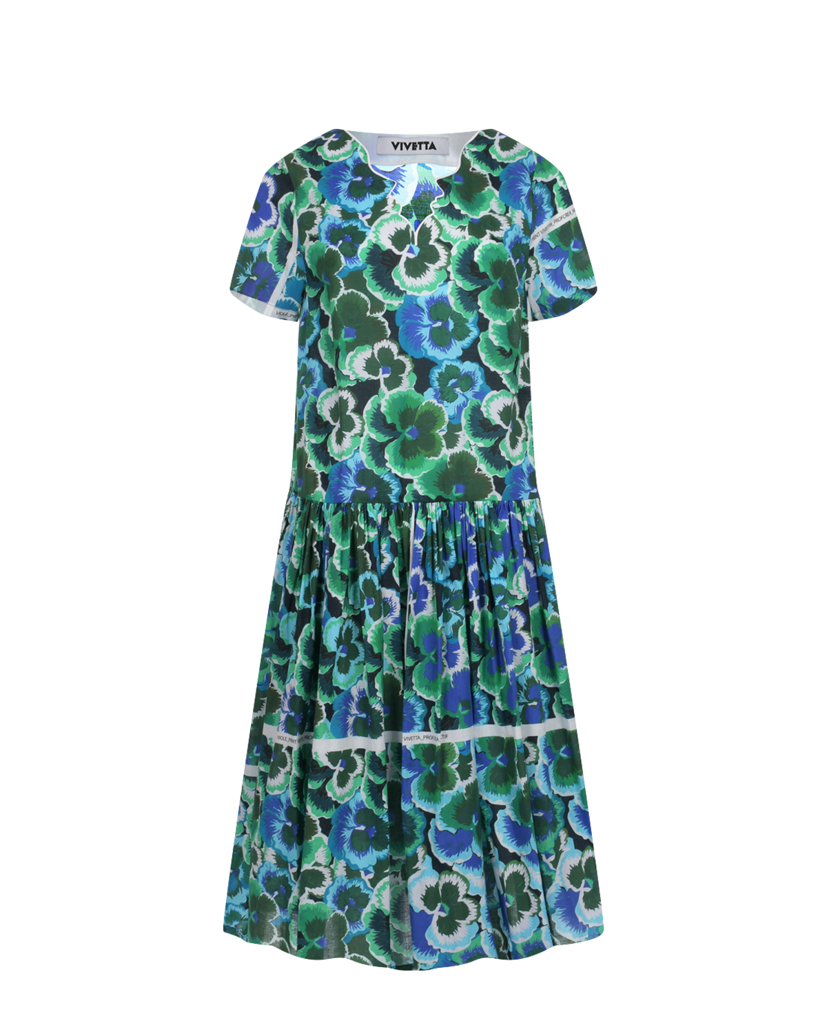 Сине-зеленое платье с цветочным принтом Vivetta, размер 40 - фото 1