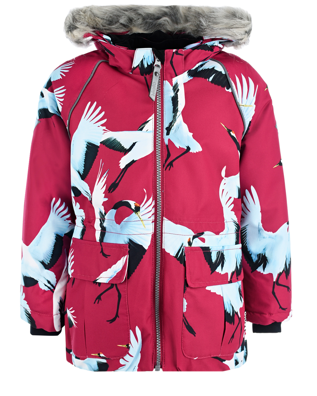 Купить Бордовая куртка с принтом птицы Molo детская, Бордовый, 100%полиэстер, 100%полиуретан