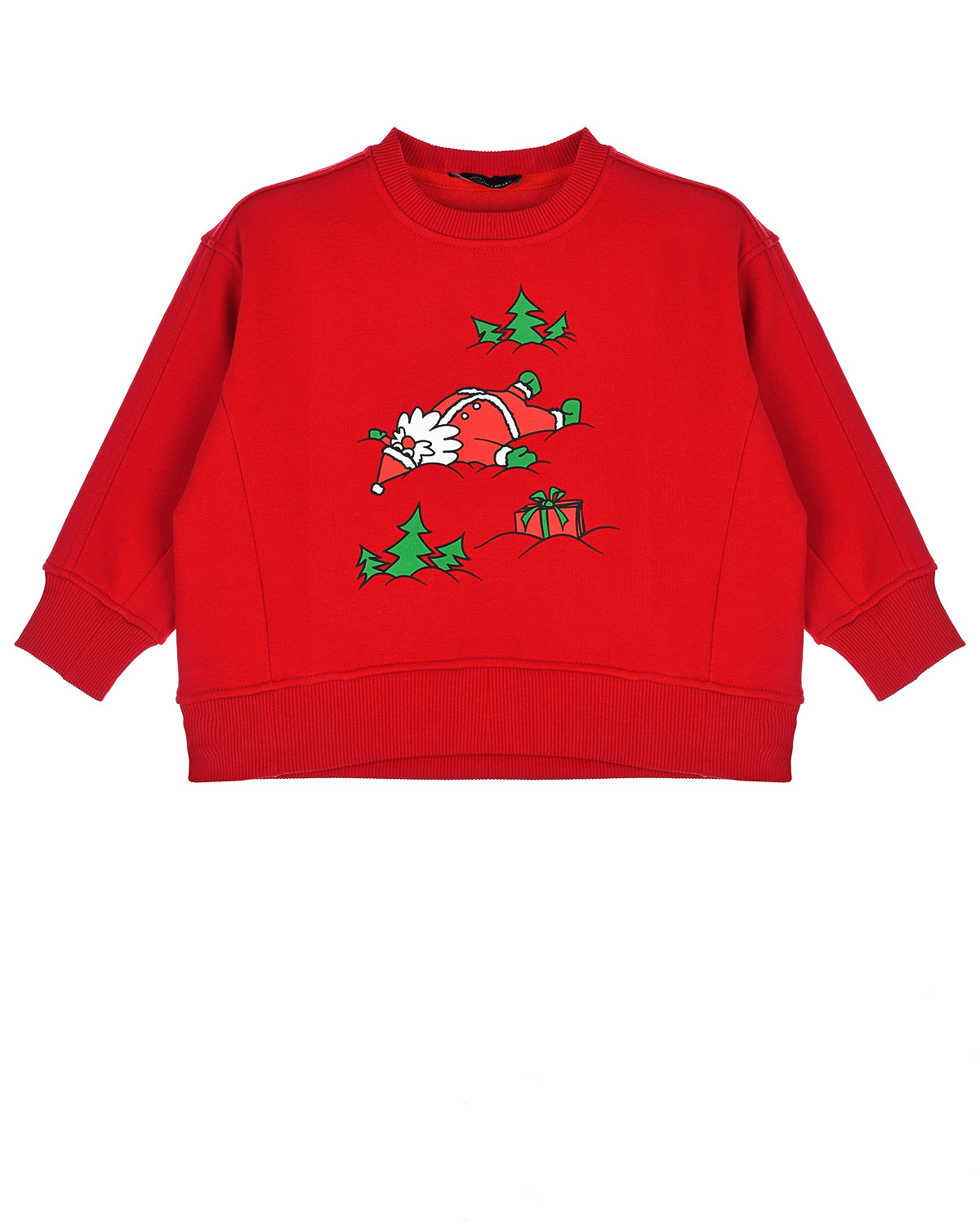 Красный свитшот с принтом "Уставший Санта" Dan Maralex детский, размер 128 - фото 1