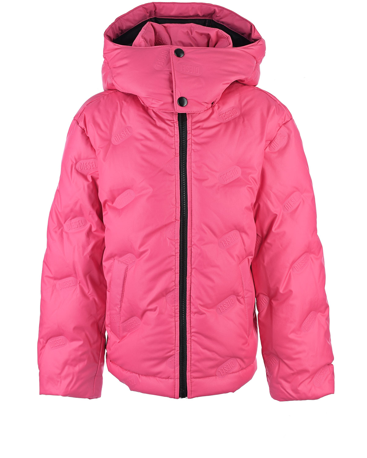 Розовая куртка-пуховик с капюшоном Diesel детская, размер 128, цвет розовый - фото 1