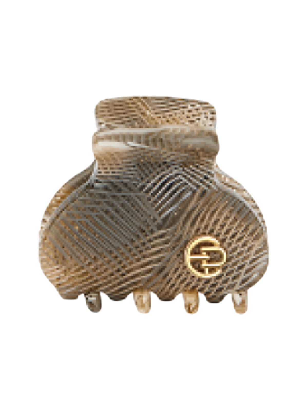 Заколка-краб маленькая с логотипом, бежевая EVITA PERONI