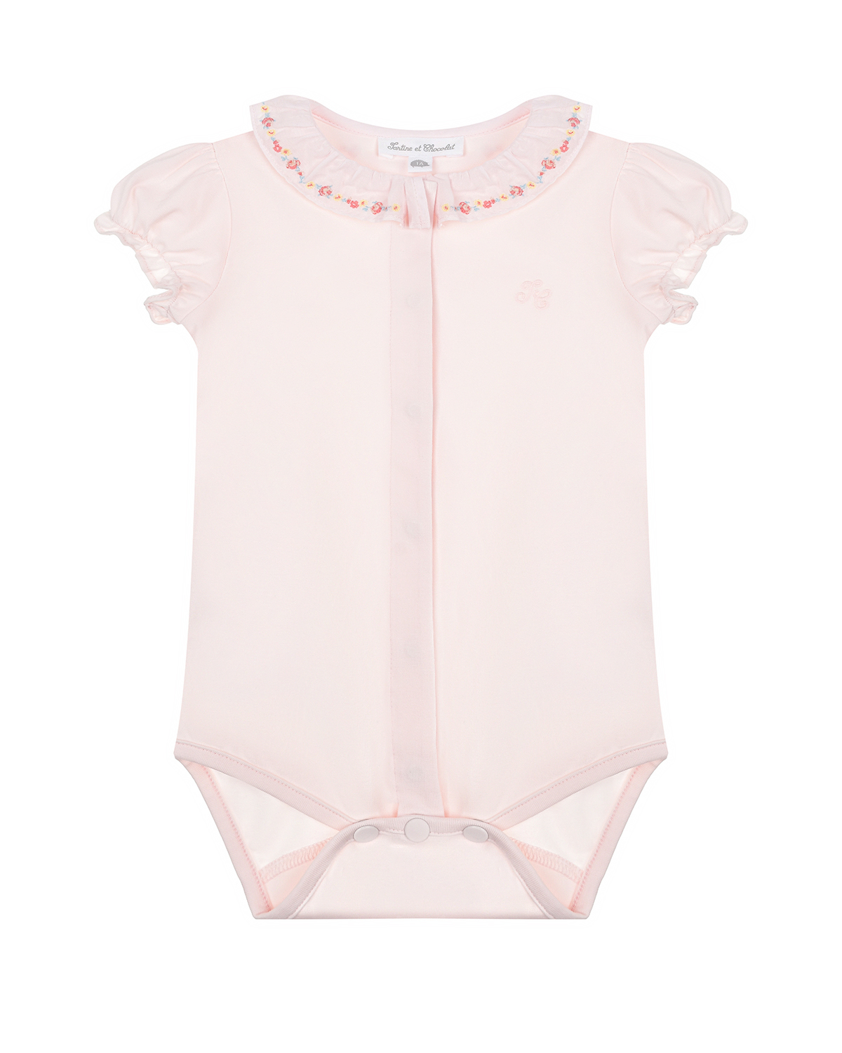 Розовое боди с вышивкой на воротнике Tartine et Chocolat​