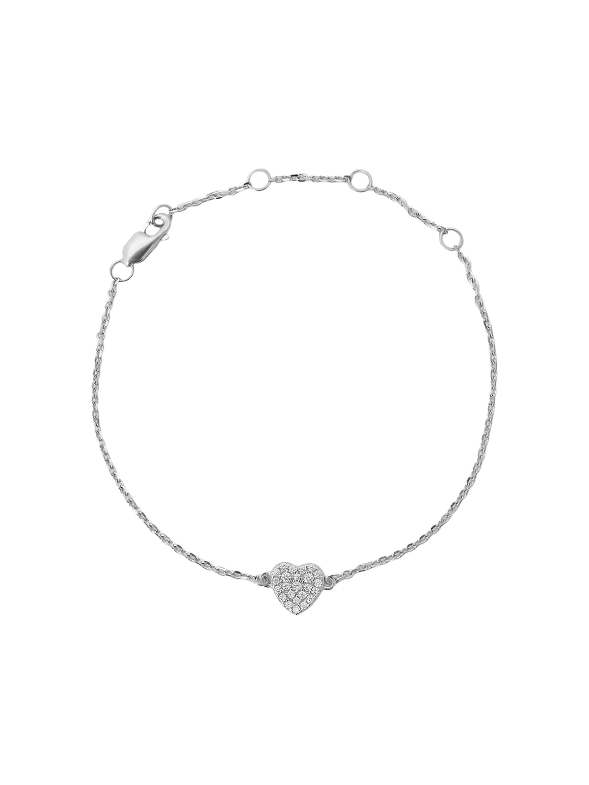Браслет "Сердечко", бесцветный камень Sneak Peek