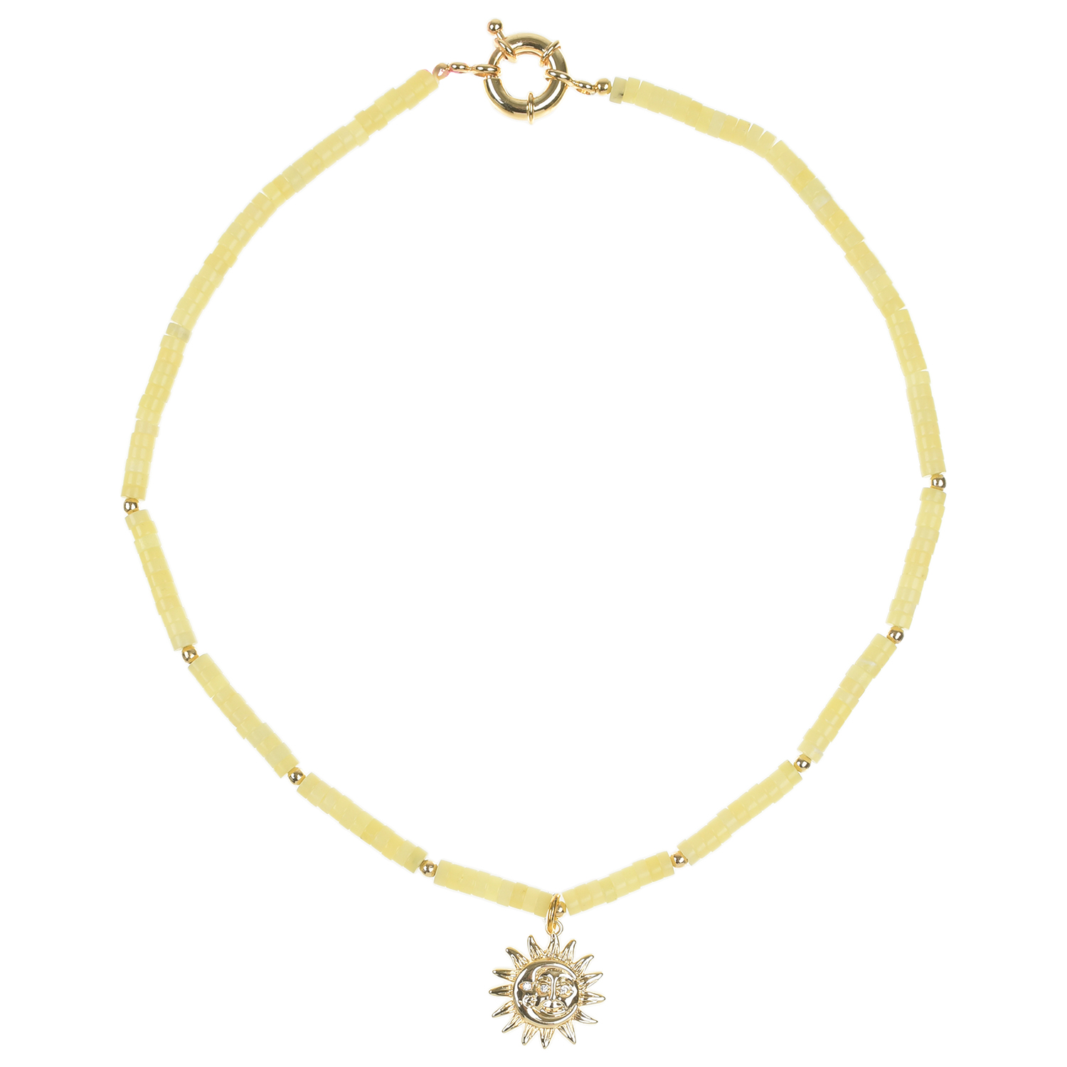 Чокер с подвеской "солнце", агат/латунь I Love Cameo