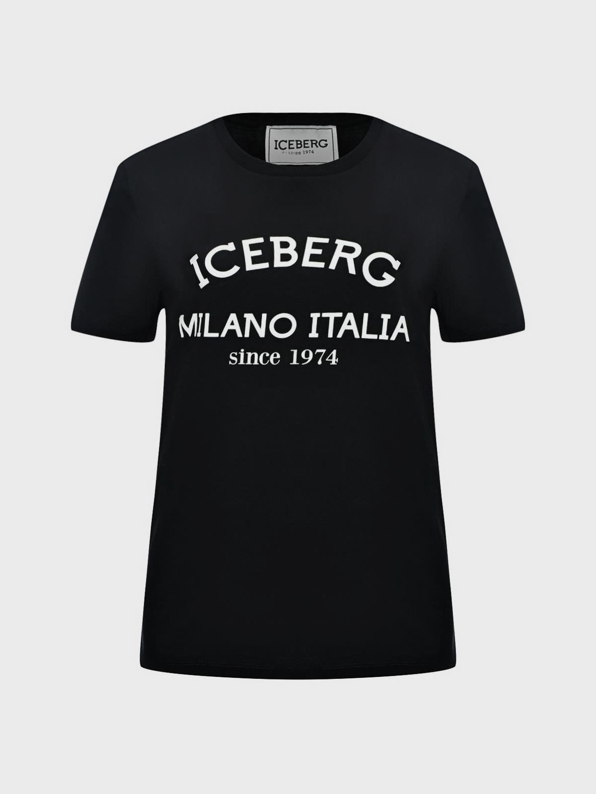 Футболка базовая черная, лого на груди Iceberg