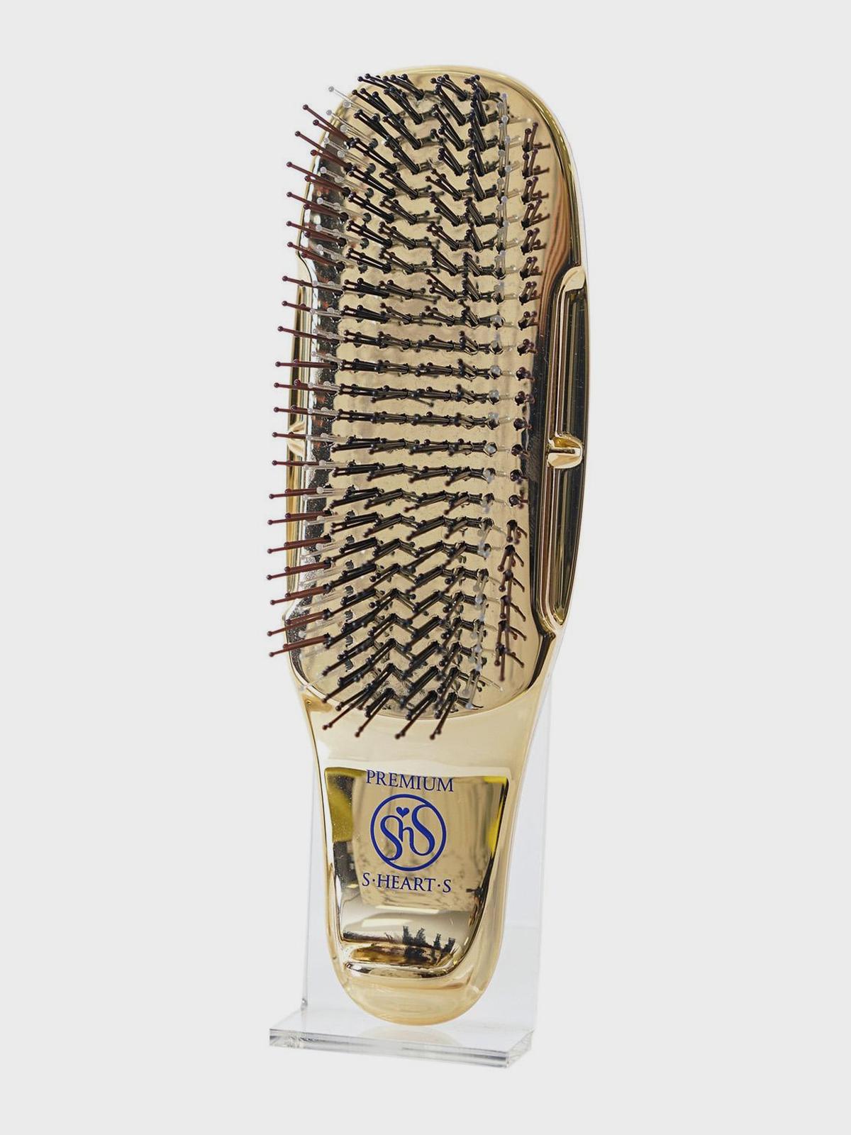 Расческа Scalp Brush World Premium, золото шампань, укороченная S-heart-S