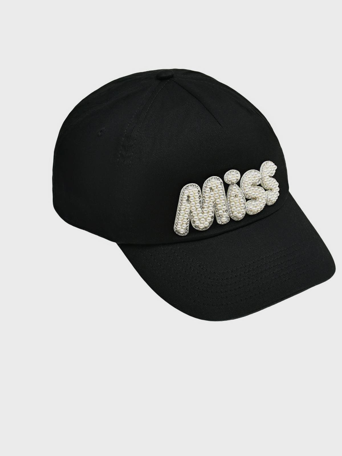 Кепка с надписью MiSS из жемчуга, черная Regina